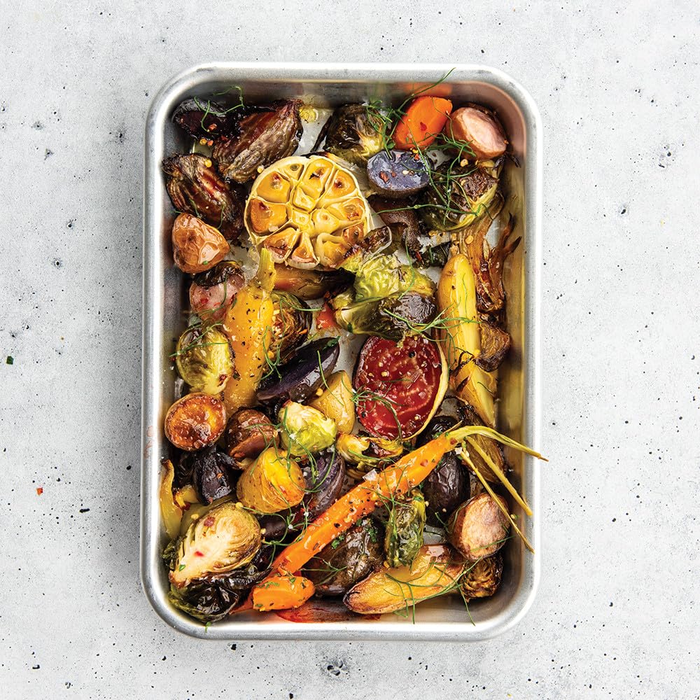 Nordic Ware bandeja dentro de horno compacto mostrando ajuste perfecto
