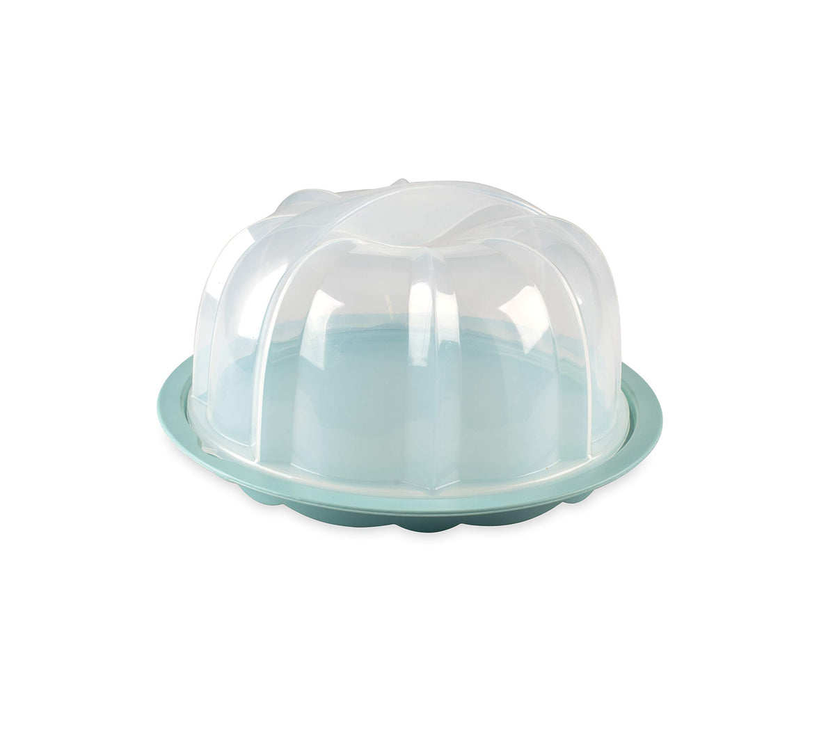 Nordic Ware vista frontal del cake keeper protegiendo la tarta con elegancia