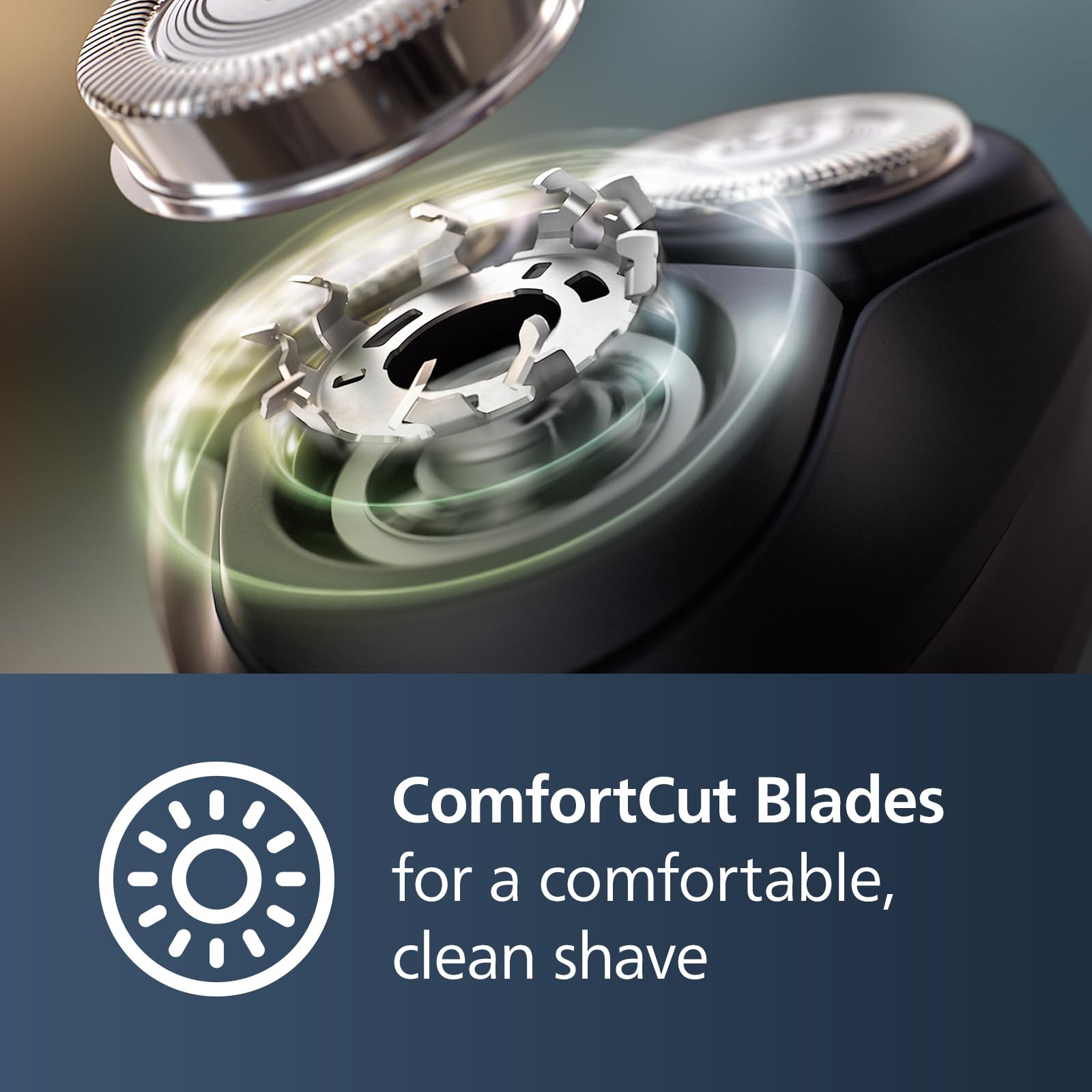 Philips Norelco primer plano de las 27 cuchillas ComfortCut, corte apurado y duradero