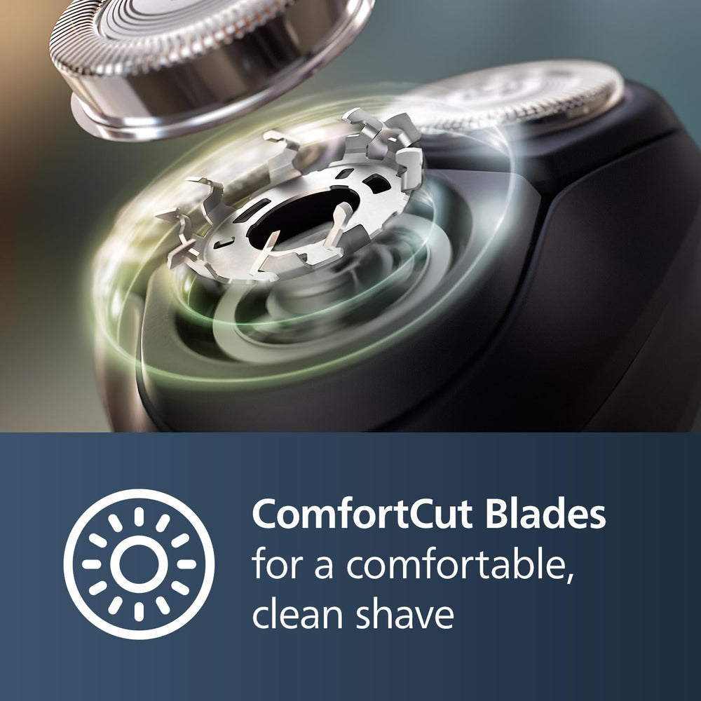 Philips Norelco primer plano de las 27 cuchillas ComfortCut, corte apurado y duradero