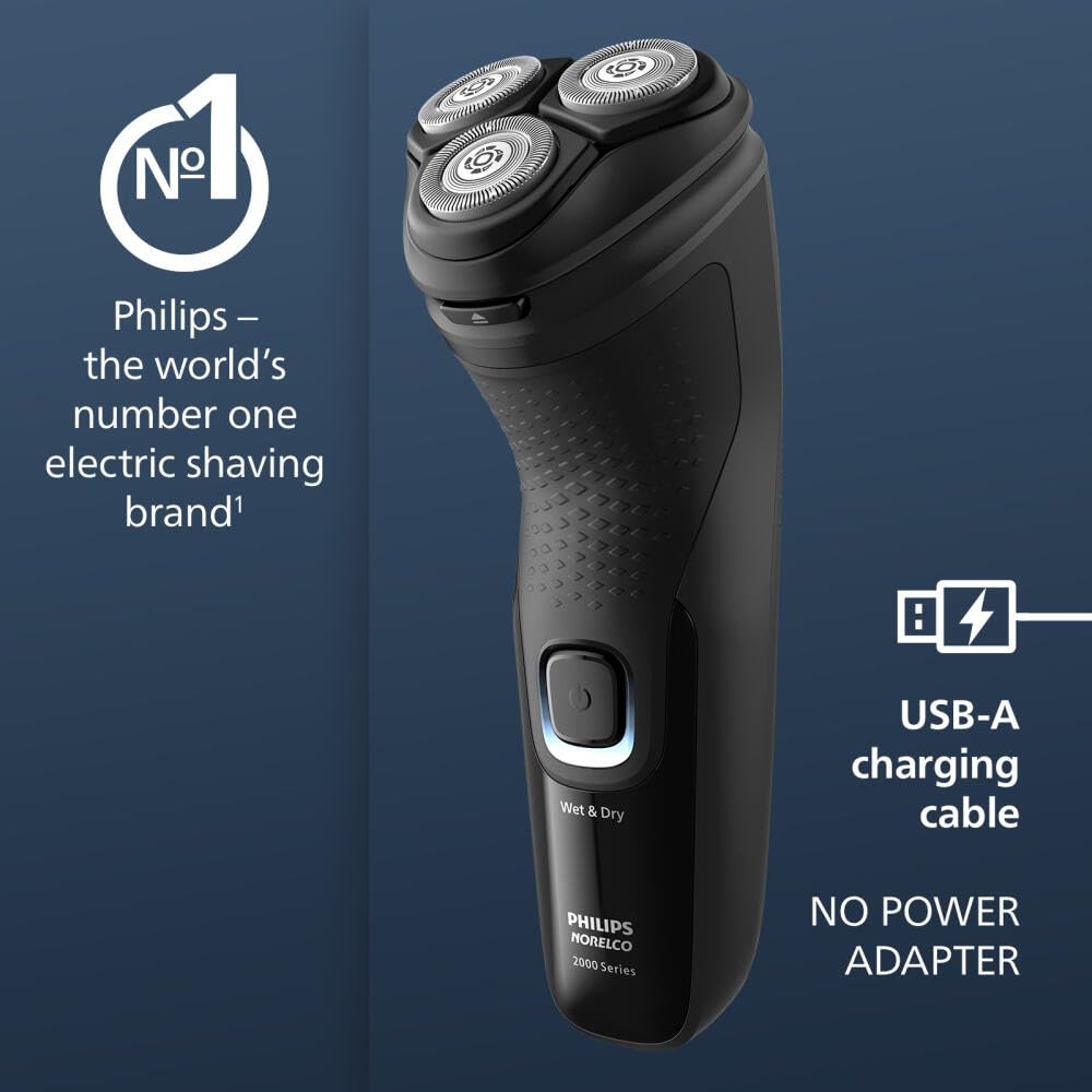 Philips Norelco afeitadora siendo enjuagada bajo el grifo, limpieza rápida con un toque
