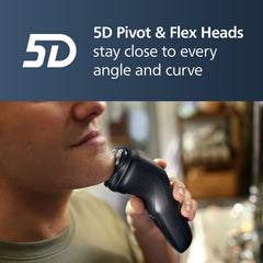 Philips Norelco 3900 detalle del cabezal 5D que sigue contornos y protege piel