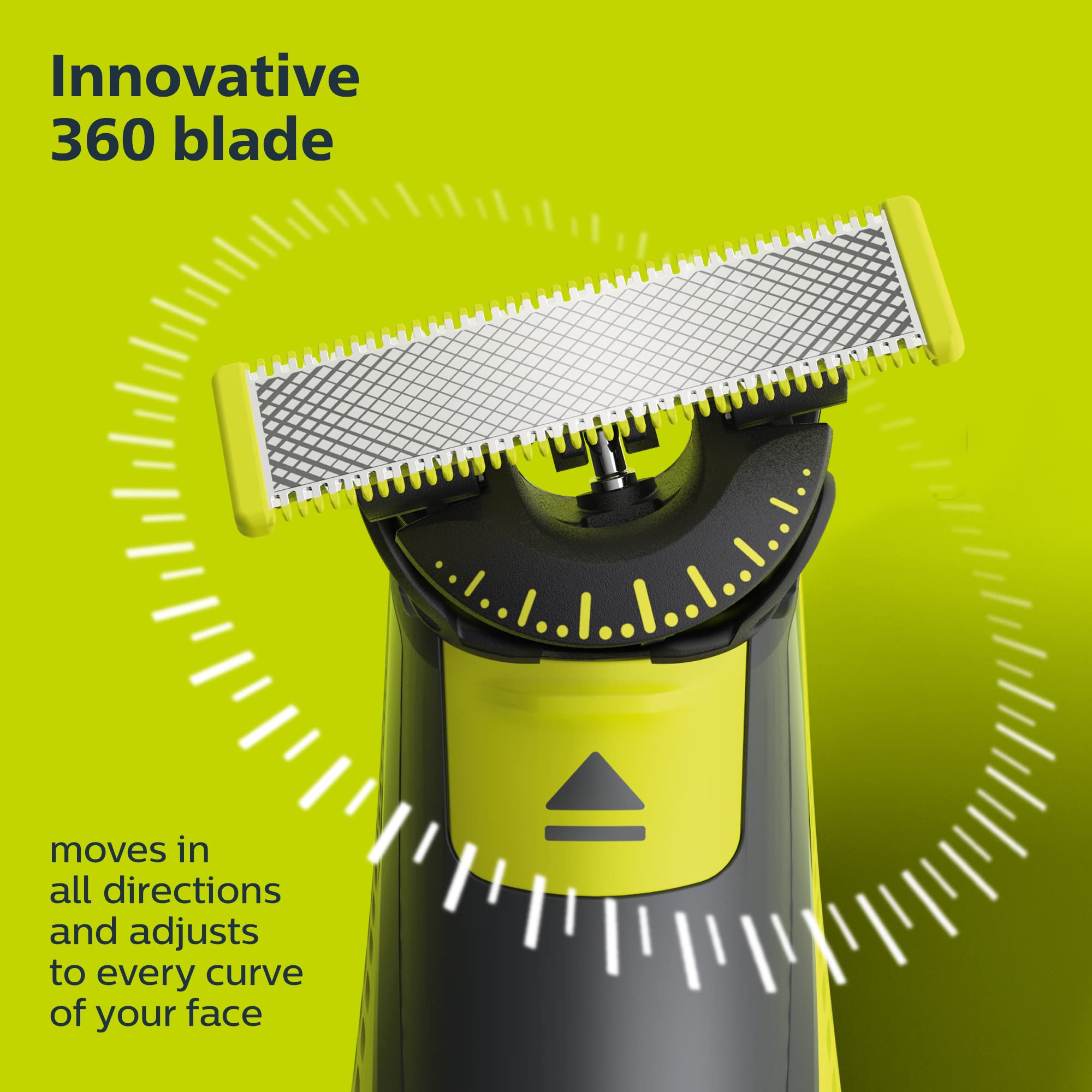 Philips Norelco OneBlade empaque abierto con contenido del pack para almacenaje
