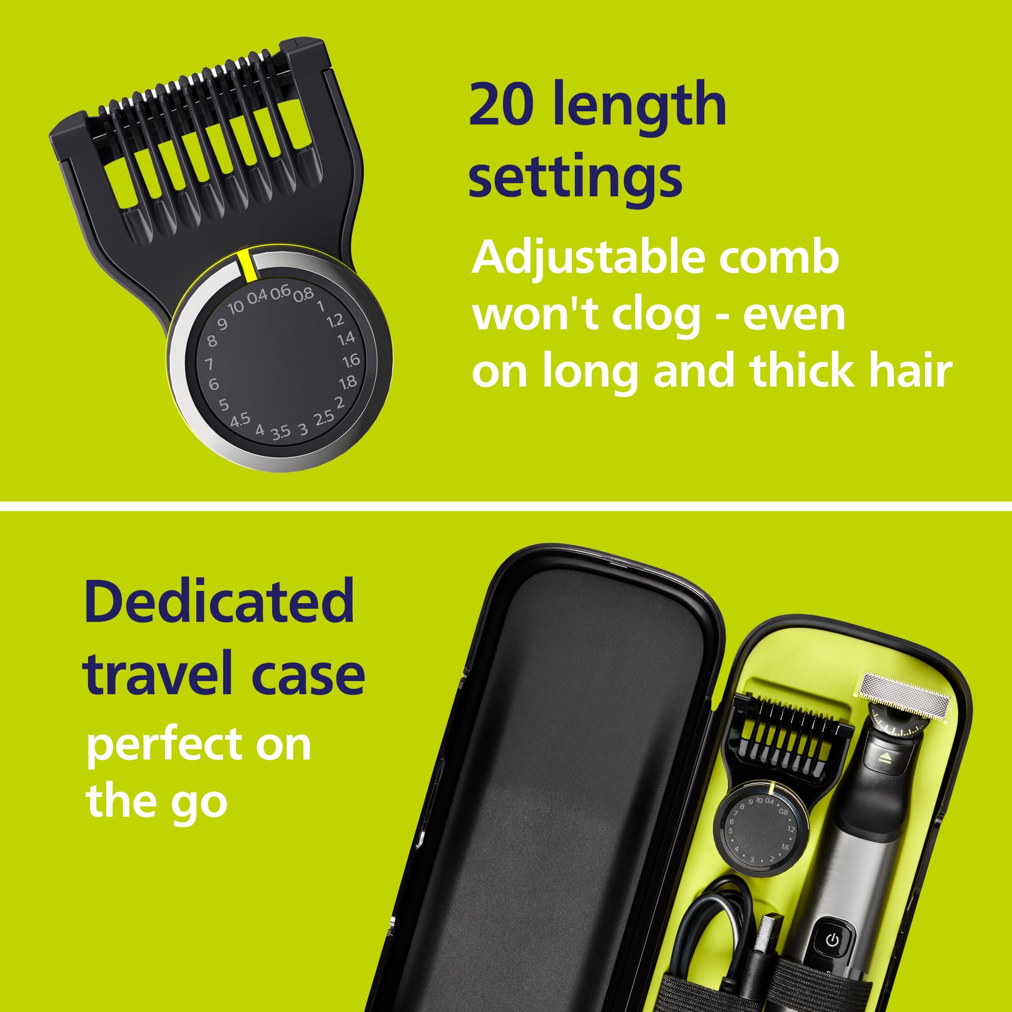 Norelco OneBlade recortando vello corporal con protección para piel