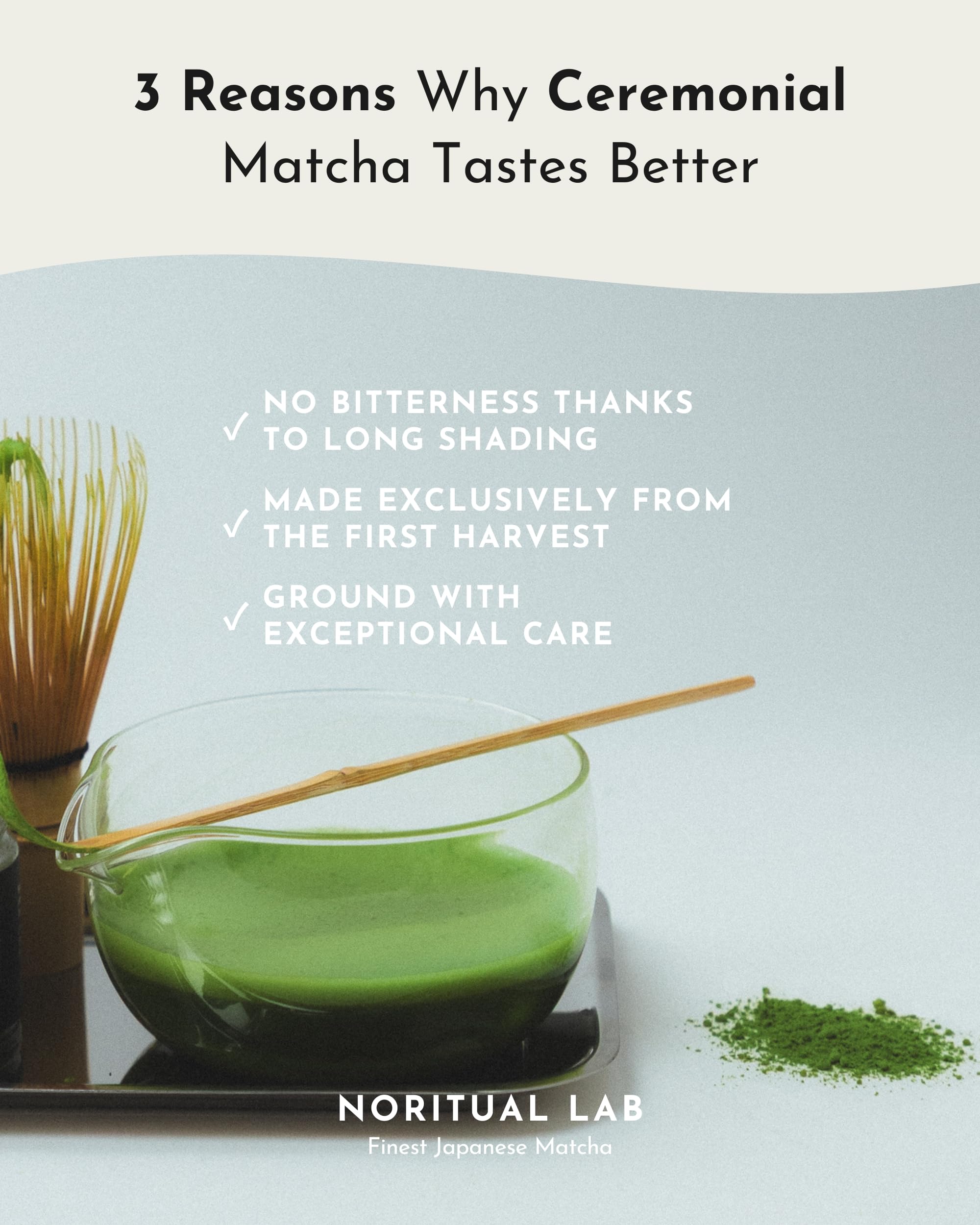 NORITUAL LAB matcha Uji batido en cuenco con espuma ligera ideal para ceremonia