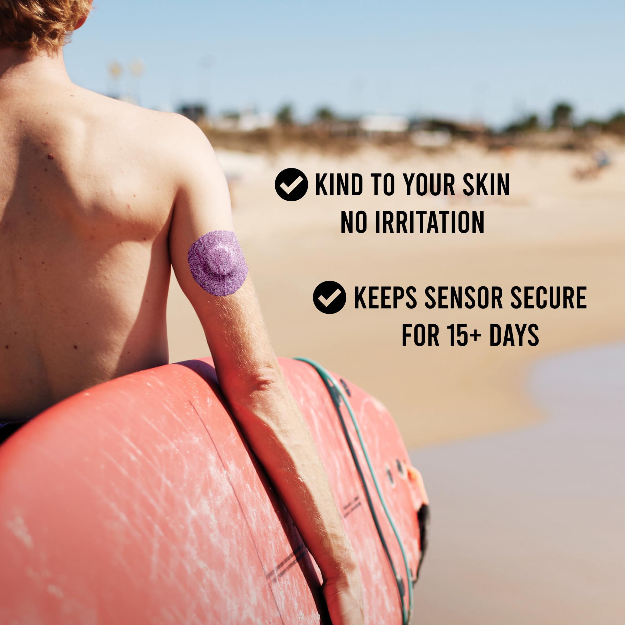 NOT JUST A PATCH parche Air en uso en brazo, fija sensor durante actividad