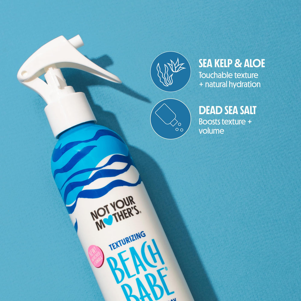Not Your Mother's etiqueta con ingredientes, muestra sal del Mar Muerto y kelp