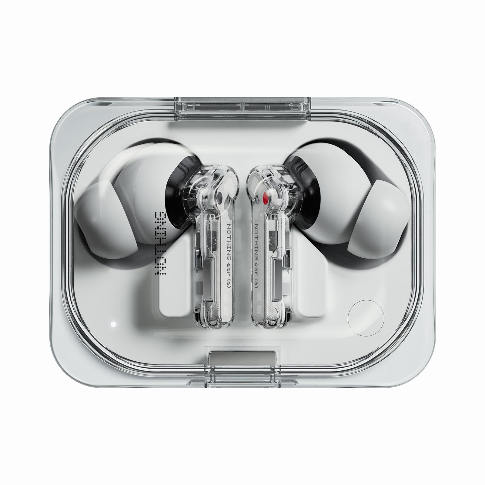 Nothing Ear (a) vista frontal en blanco mostrando diseño compacto y confort