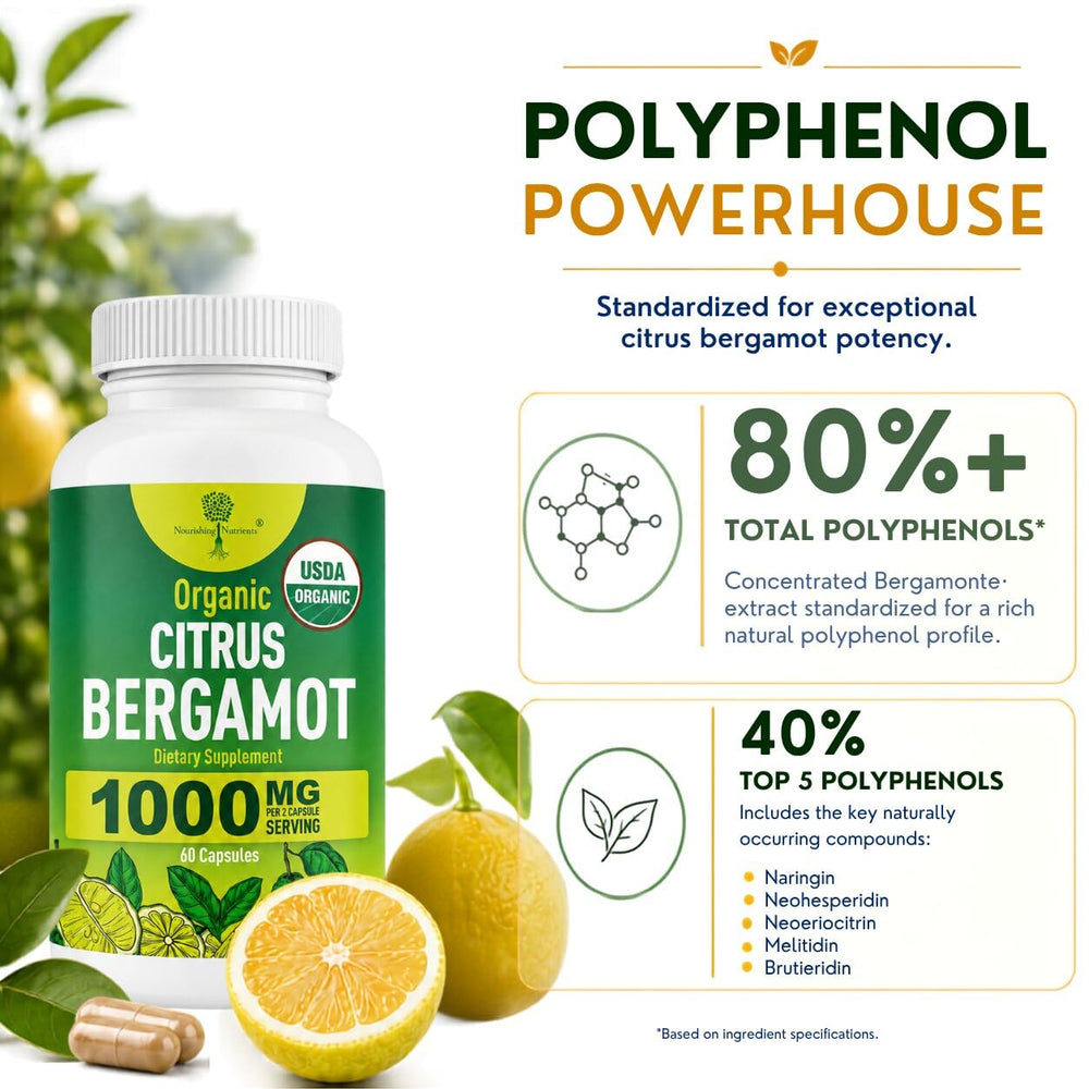 Nourishing Nutrients fruta de bergamote italiano mostrando origen y pureza