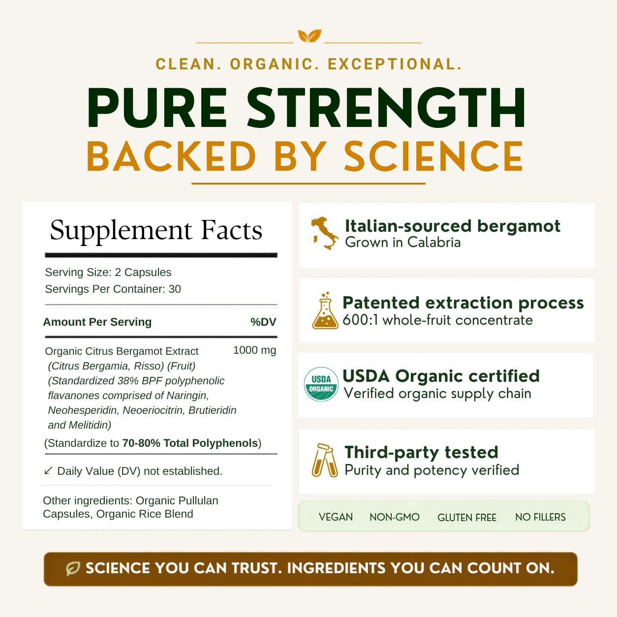 Nourishing Nutrients persona sosteniendo cápsula para explicar la dosis diaria