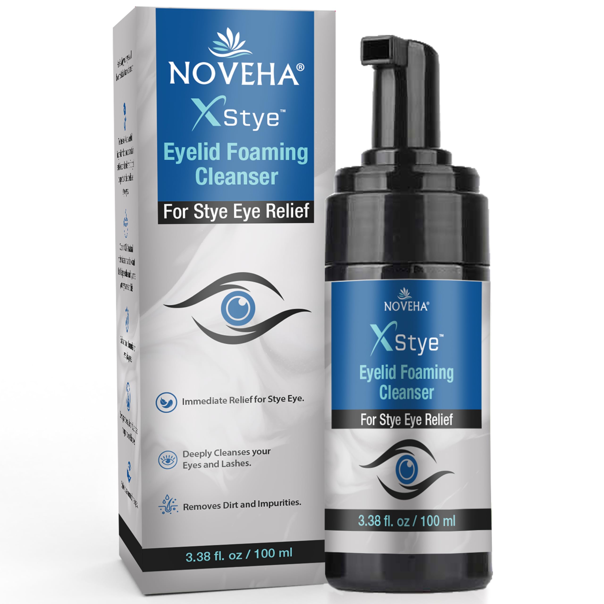 NOVEHA envase frontal destacado mostrando diseño y tamaño práctico