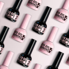 NOVO OVO closeup del top coat mostrando brillo espejo y protección contra descascarillado
