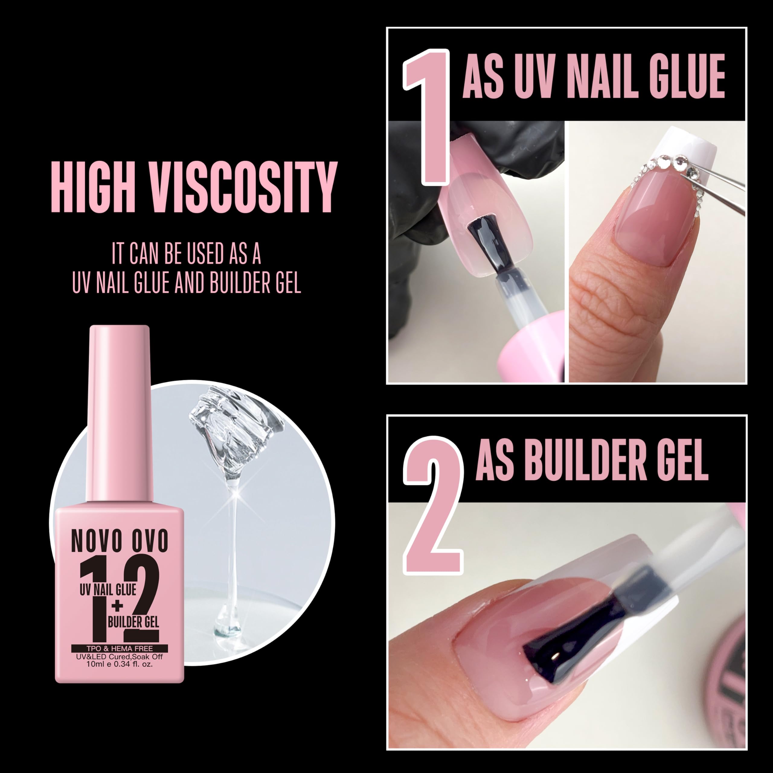 NOVO OVO textura del builder gel rosa alta viscosidad creando apex protector