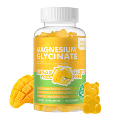 Novomins frasco delantero mango piña mostrando 90 gomitas y claridad del envase