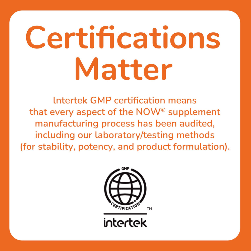 NOW ADAM etiqueta con lista de ingredientes y certificación GMP visible