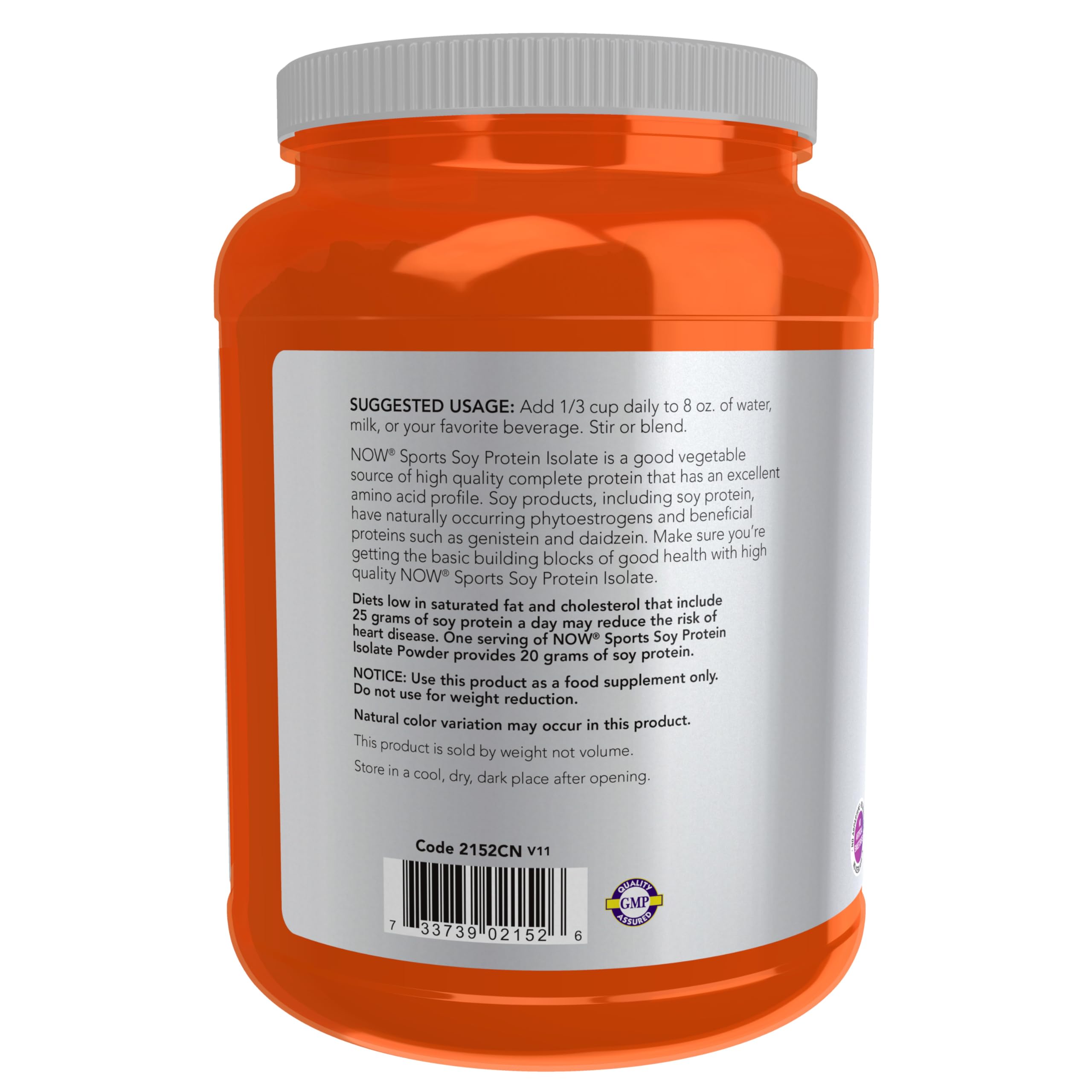 NOW Foods cucharada con polvo midiendo 20 g de proteína por porción