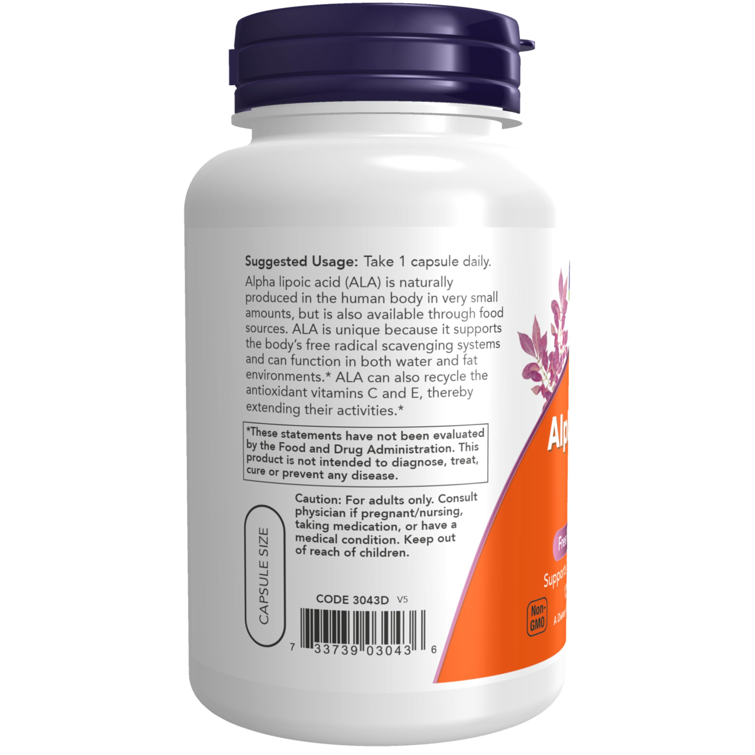 Persona sosteniendo cápsula de NOW Foods Alpha Lipoic, muestra tamaño y manejo diario