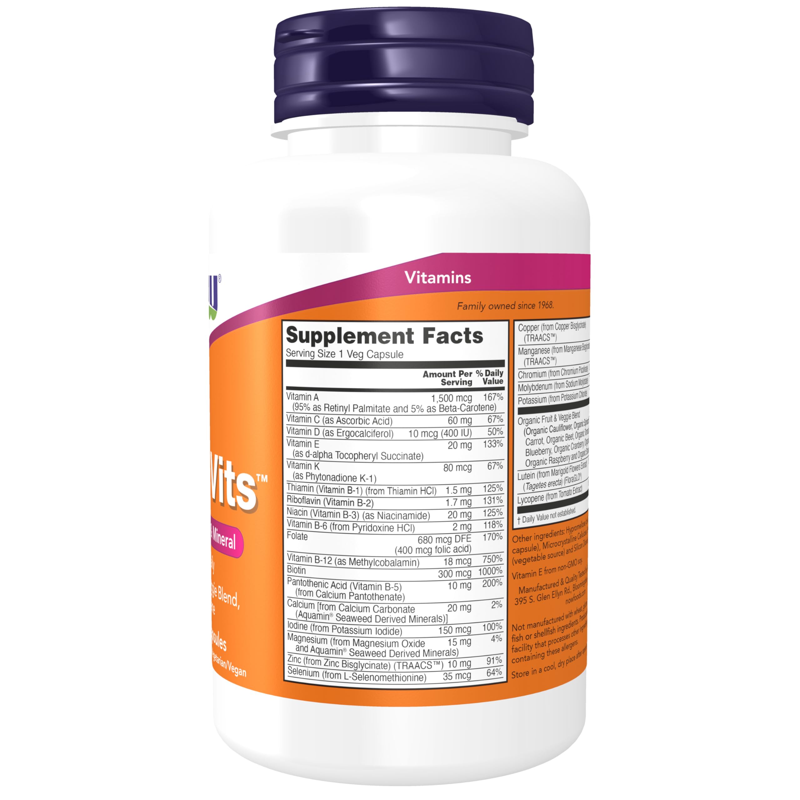 NOW Foods primer plano de cápsula vegetal mostrando textura y solidez