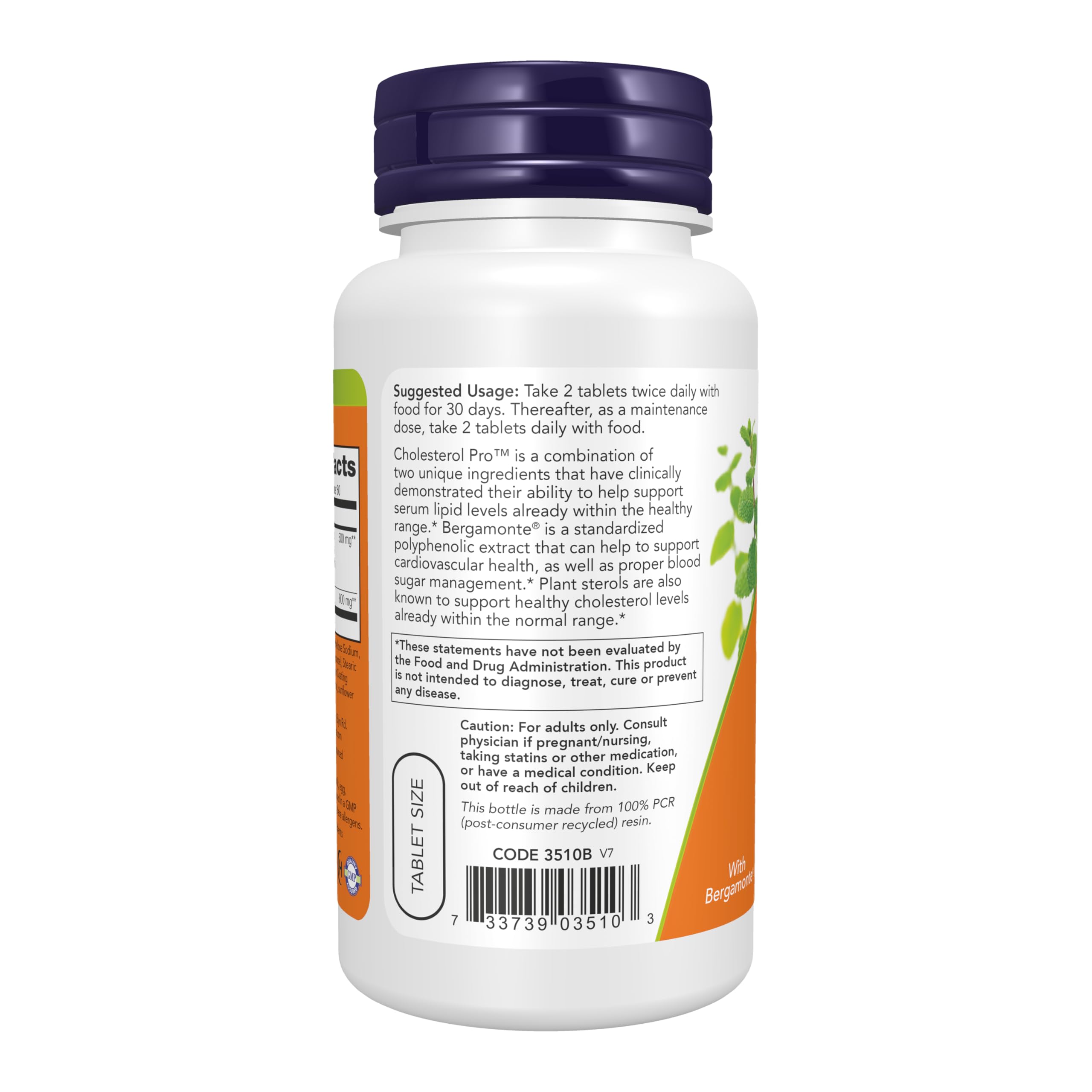NOW Foods etiqueta Cholesterol Pro™ lista de ingredientes y certificaciones claras