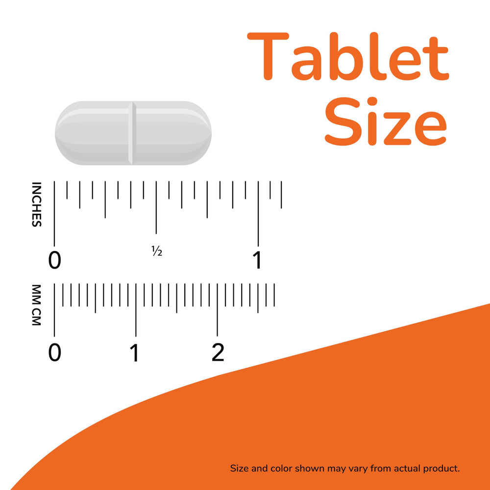 NOW Foods tabletas Cholesterol Pro™ comparación de tamaño junto a moneda