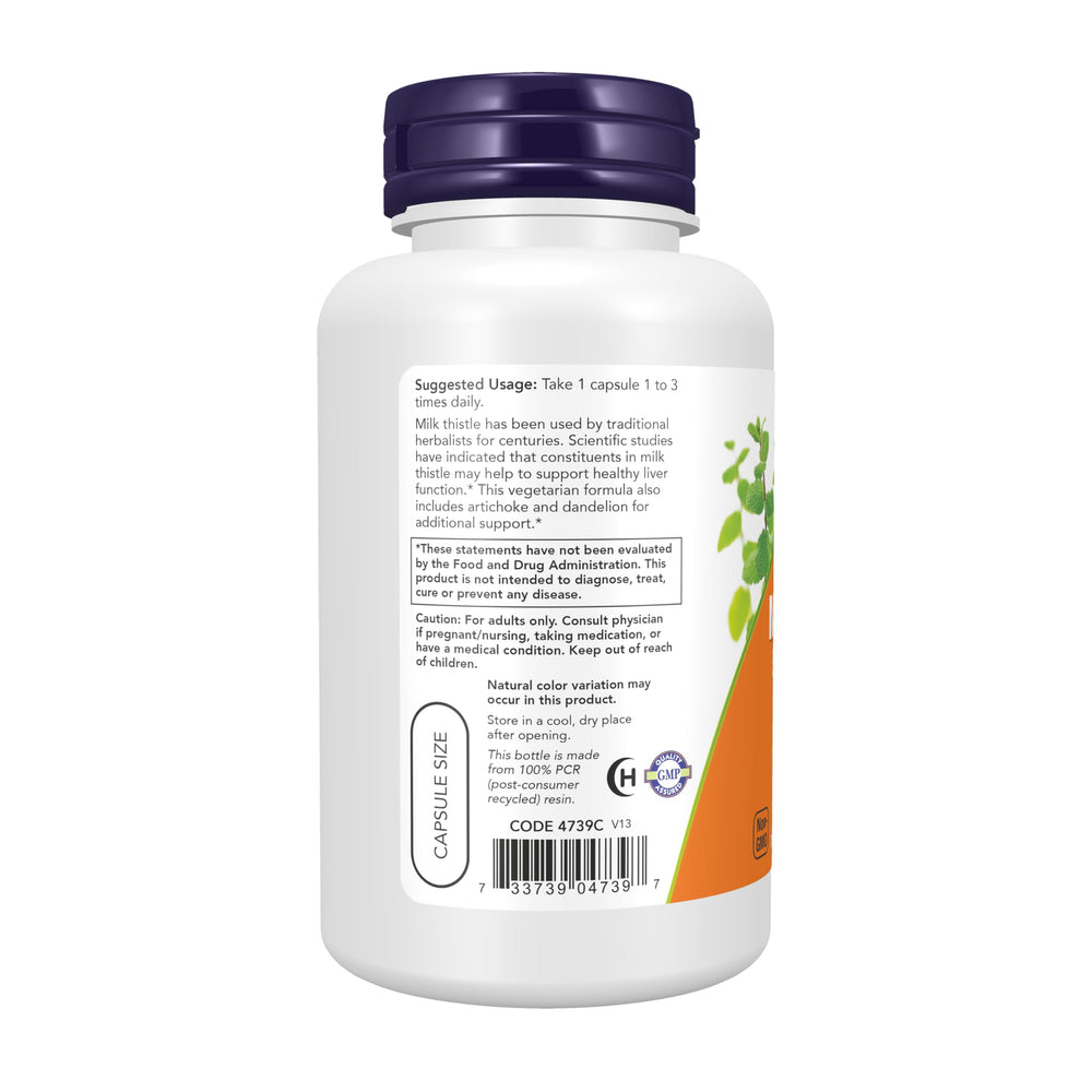 NOW Foods etiqueta nutricional legible que destaca certificaciones y dosificación