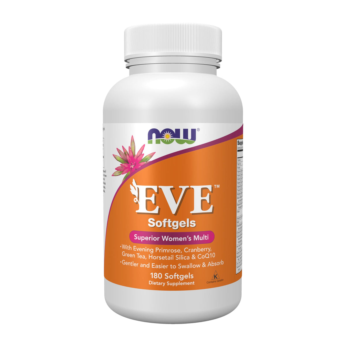 NOW Foods envase frontal que muestra la marca y beneficios