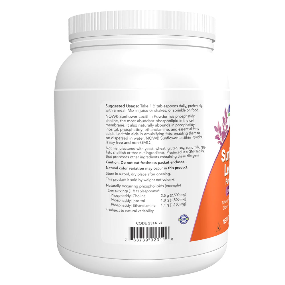 NOW Foods polvo de lecitina en batidora mezclándose para batido cremoso