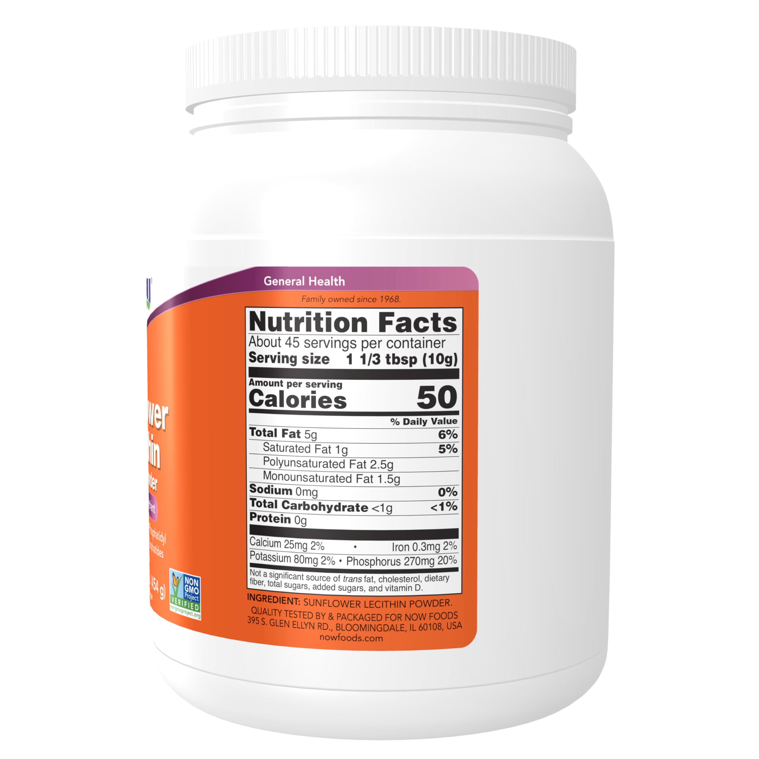 NOW Foods lecitina en polvo textura cercana con aspecto fino y fácil mezcla