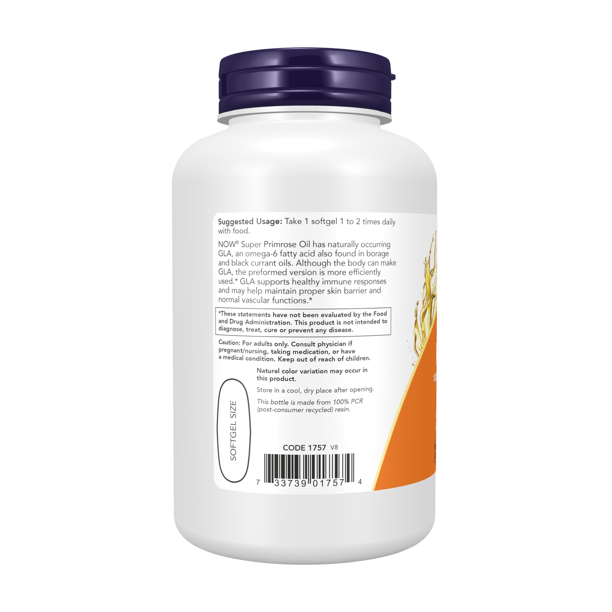 NOW Foods frasco en mano que muestra tamaño y cantidad conveniente