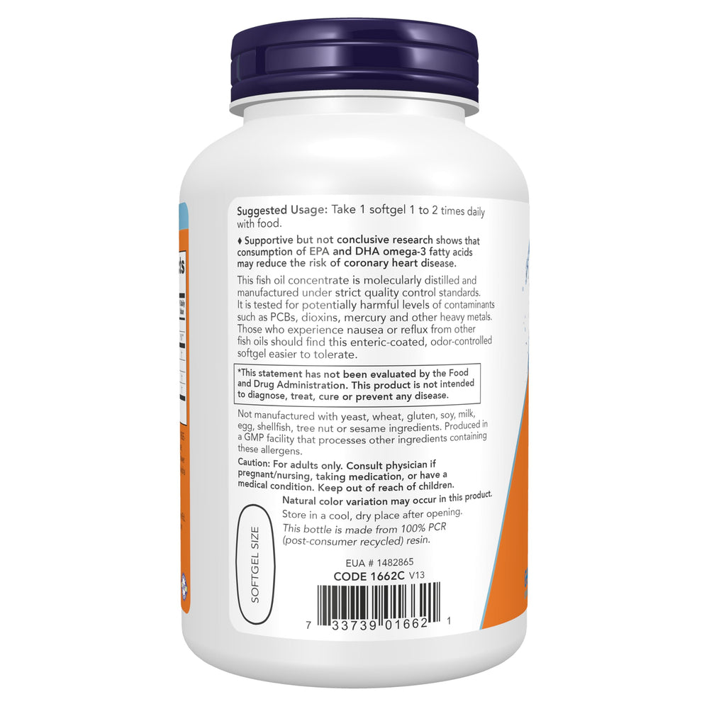NOW Foods aceite de pescado textura brillante que sugiere pureza y destilación molecular