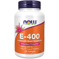 NOW Foods frente del empaque mostrando 100 softgels y beneficios visibles