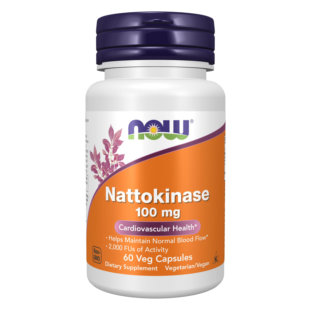 NOW Foods frasco frontal con Nattokinase 100 mg, envase claro y informativo