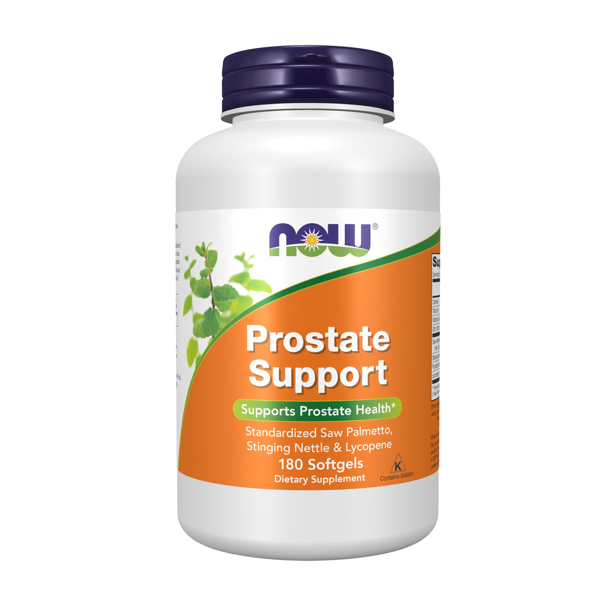 NOW Foods envase frontal de Prostate Support mostrando ingredientes y cantidad