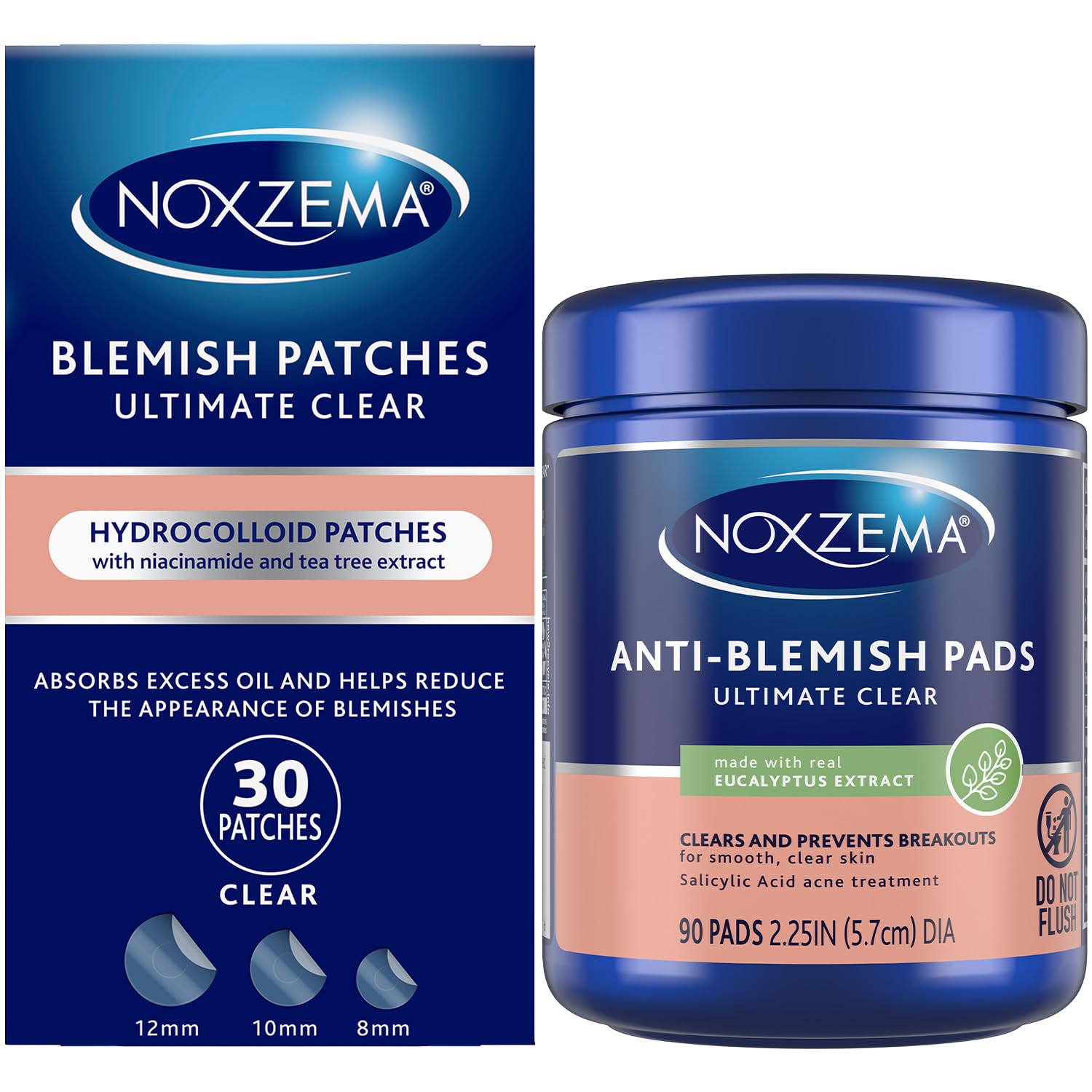 Noxzema kit frontal mostrando parches y pads y conveniencia