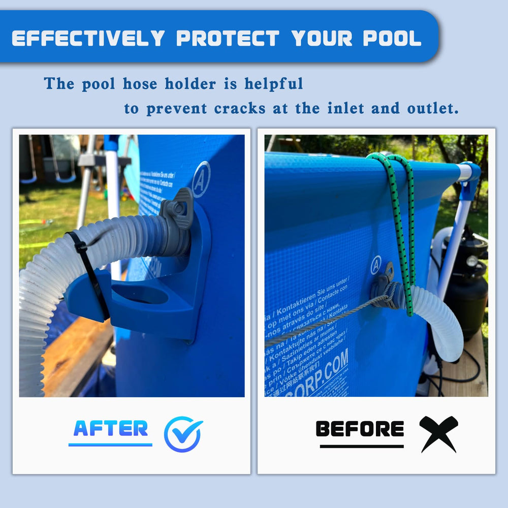 Nsxc soporte instalado en piscina Intex mostrando elevación y prevención de dobleces