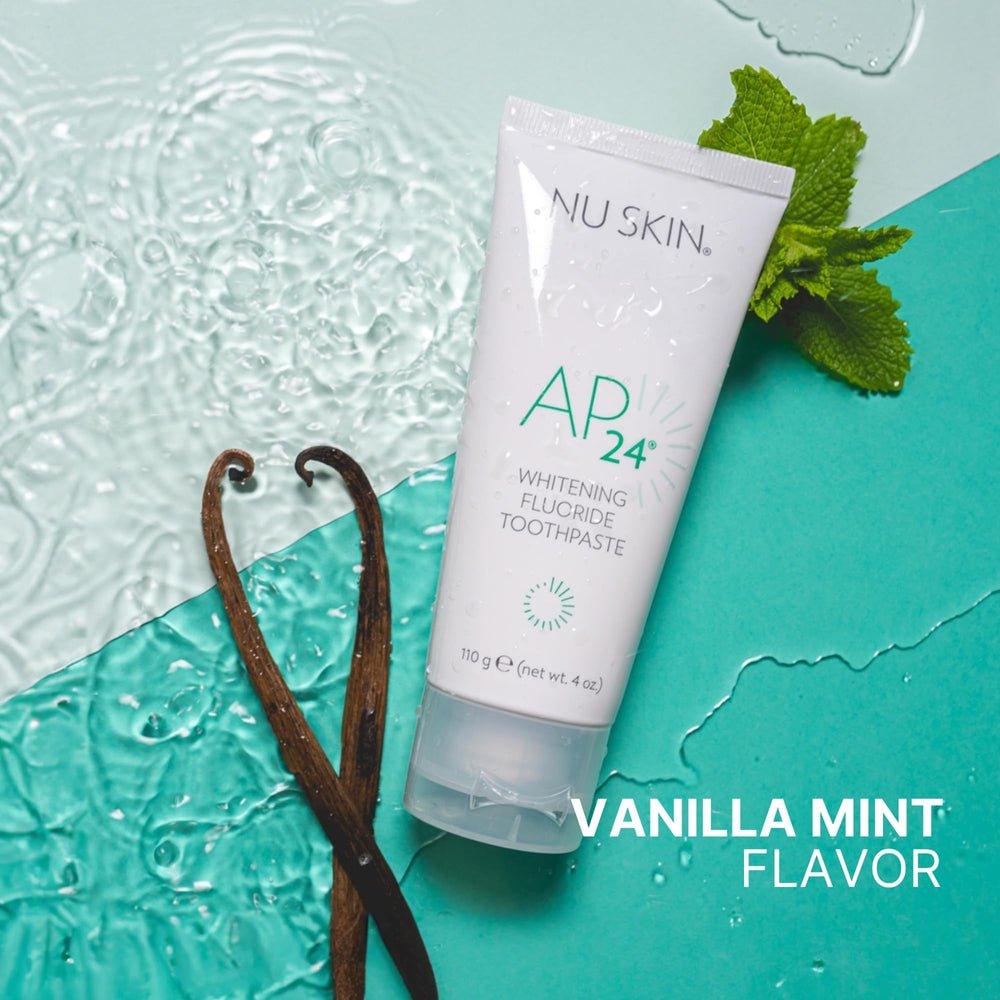 Nu Skin empaque en ambiente lifestyle que resalta confianza sonrisa