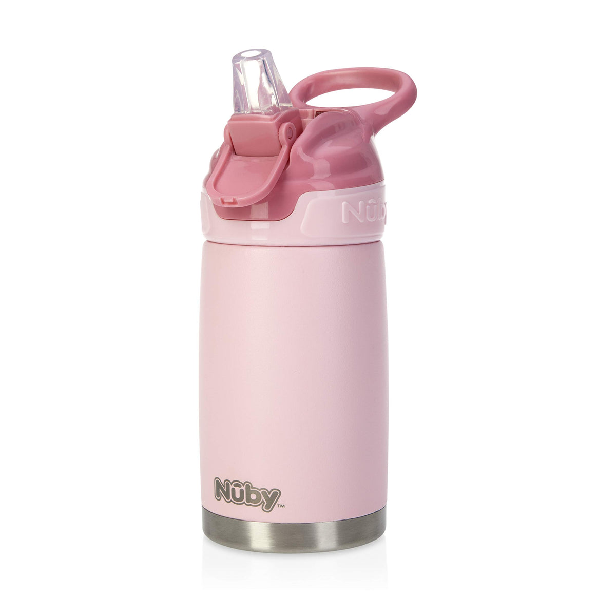 Nuby vista frontal del vaso Flip-It, fácil identificación y seguridad