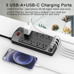 Nuetsa regleta con cable de 6 pies mostrando longitud y alcance práctico