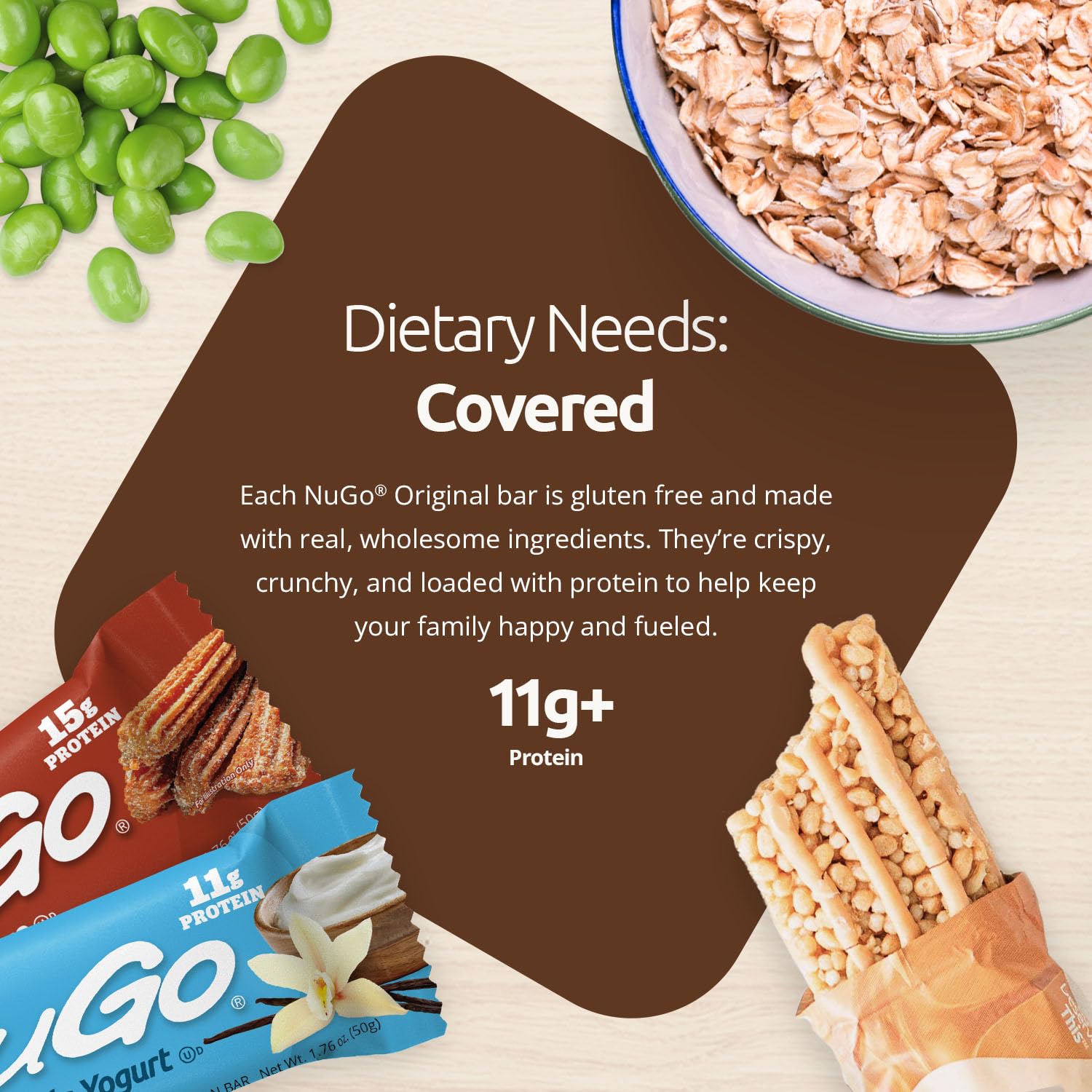 NuGo corte transversal con recubrimiento de yogur y sabor cremoso