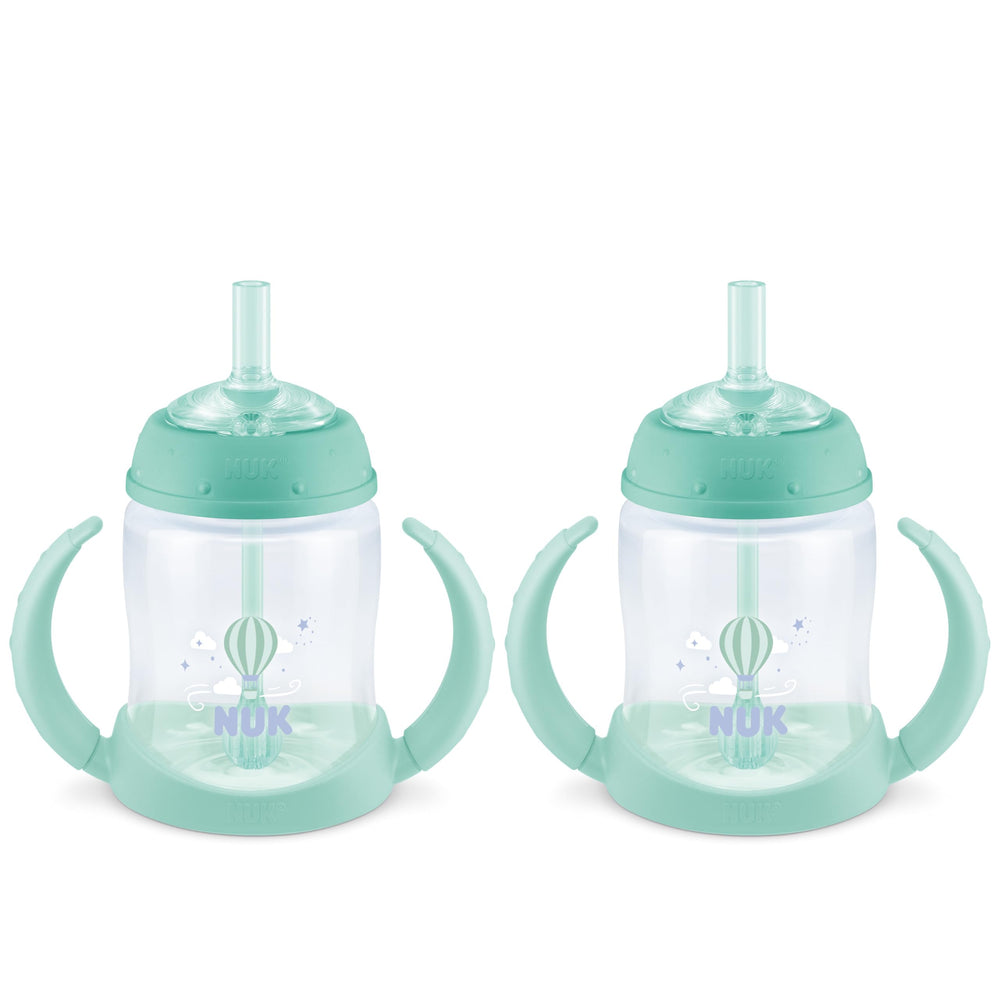 NUK vista frontal del pack de dos vasos, práctico para padres