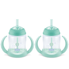 NUK vista frontal del pack de dos vasos, práctico para padres