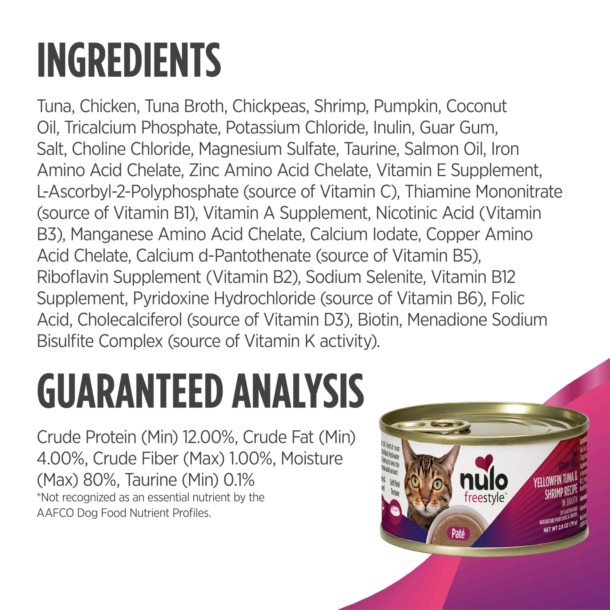 Nulo ingredientes marinos (atún y camarón) frescos, fuente de proteína