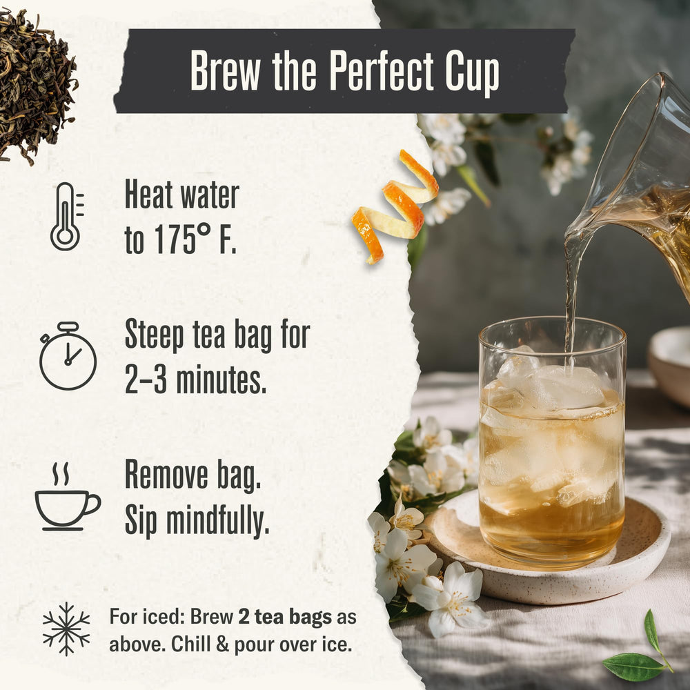 Numi taza servida con té de jazmín, refleja sabor floral y suavidad