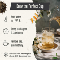 Numi taza servida con té de jazmín, refleja sabor floral y suavidad