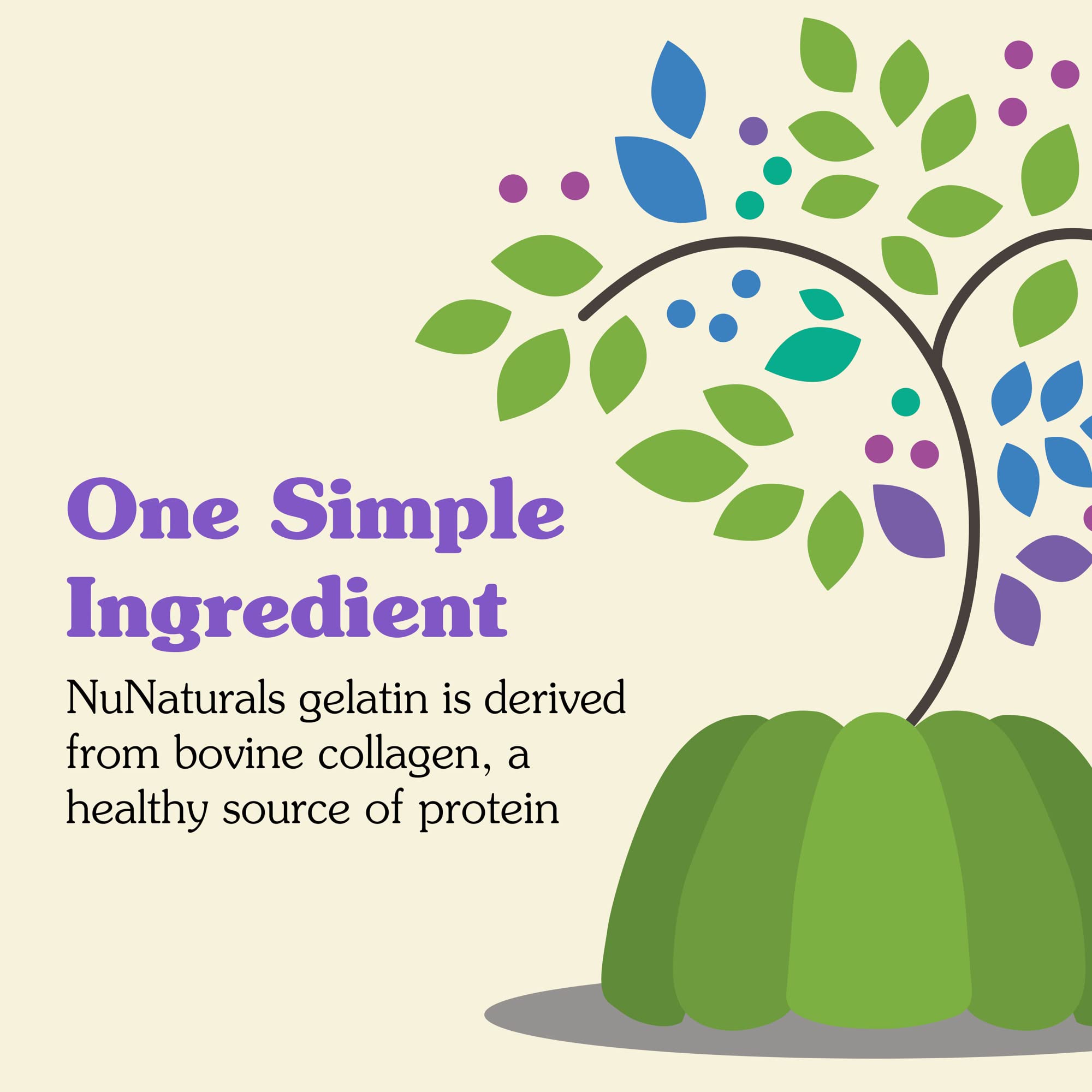 NuNaturals measuring spoon blooming gelatin in cold water for reliable setting
