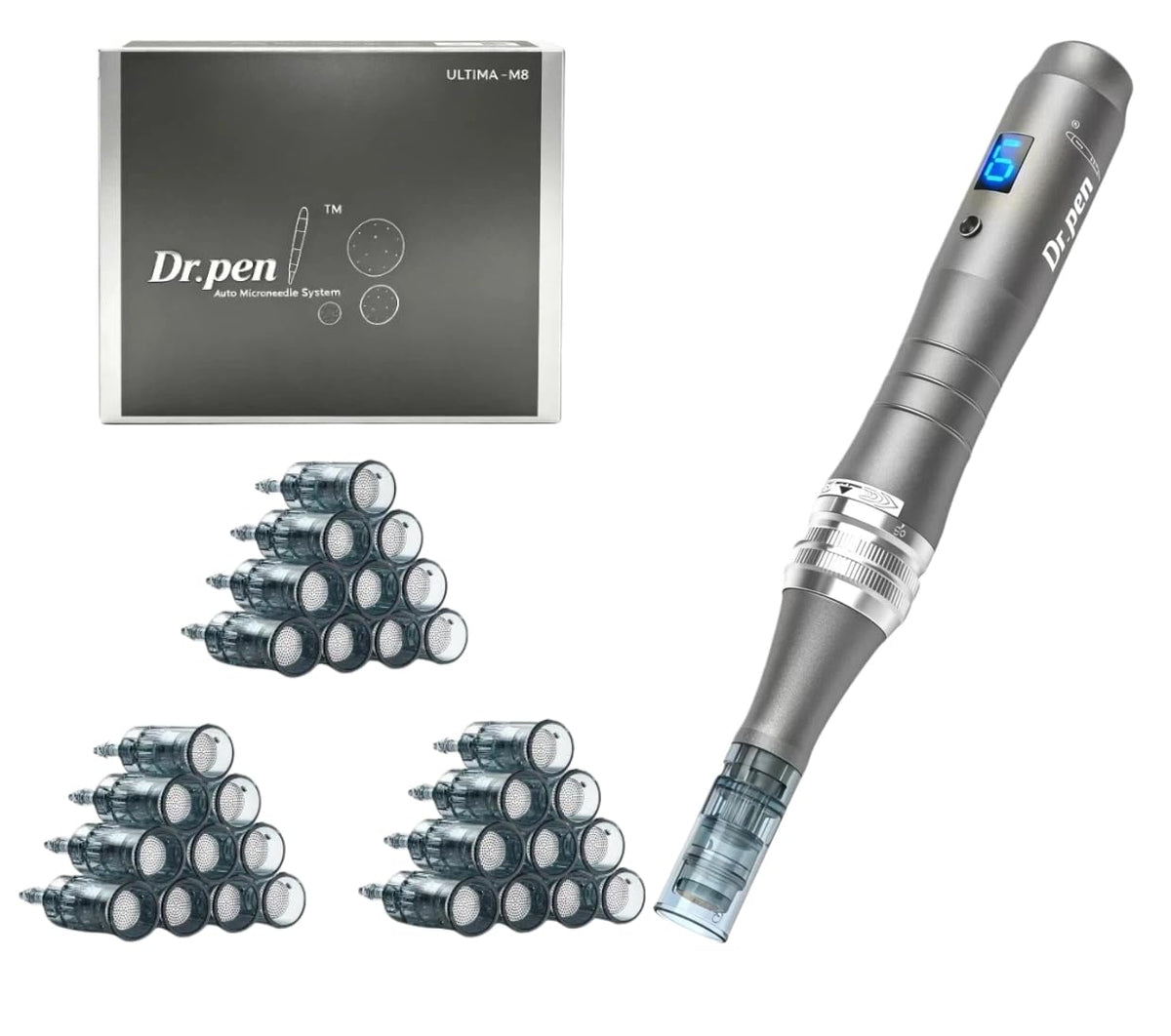 Nurself Dr Pen M8 vista frontal del dispositivo recargable y compacto mostrando diseño ergonómico