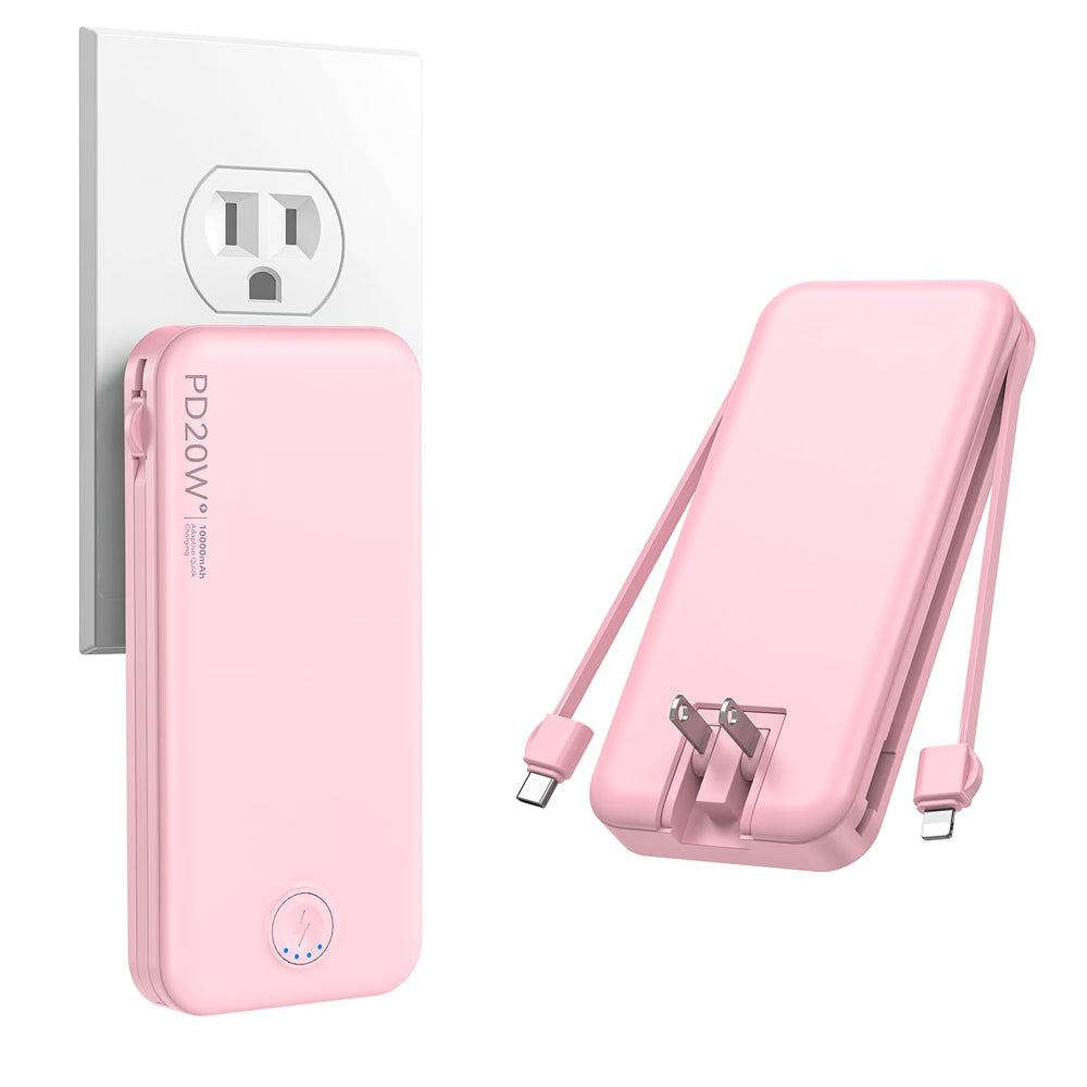 Nusyddy frente del cargador rosa mostrando diseño compacto y portátil