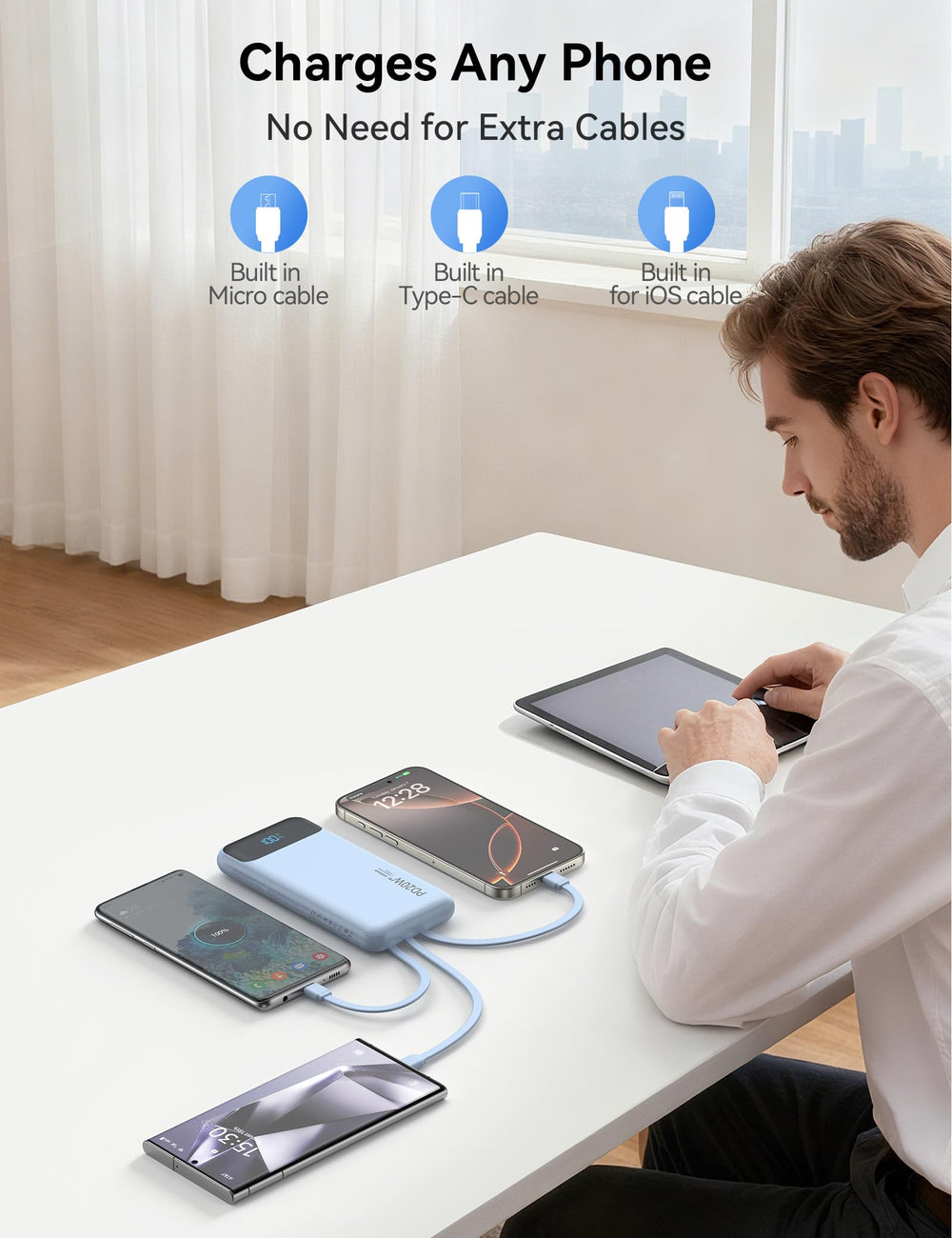 Nusyddy comparado con smartphone ilustra tamaño compacto y facilidad de transporte