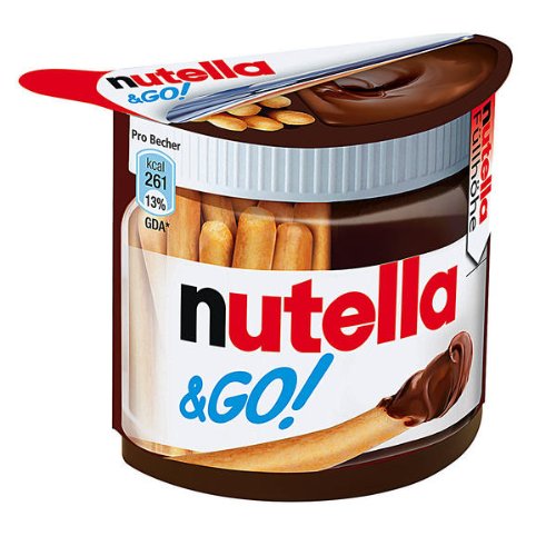Envase Nutella & Go abierto listo para tomar, práctico al instante