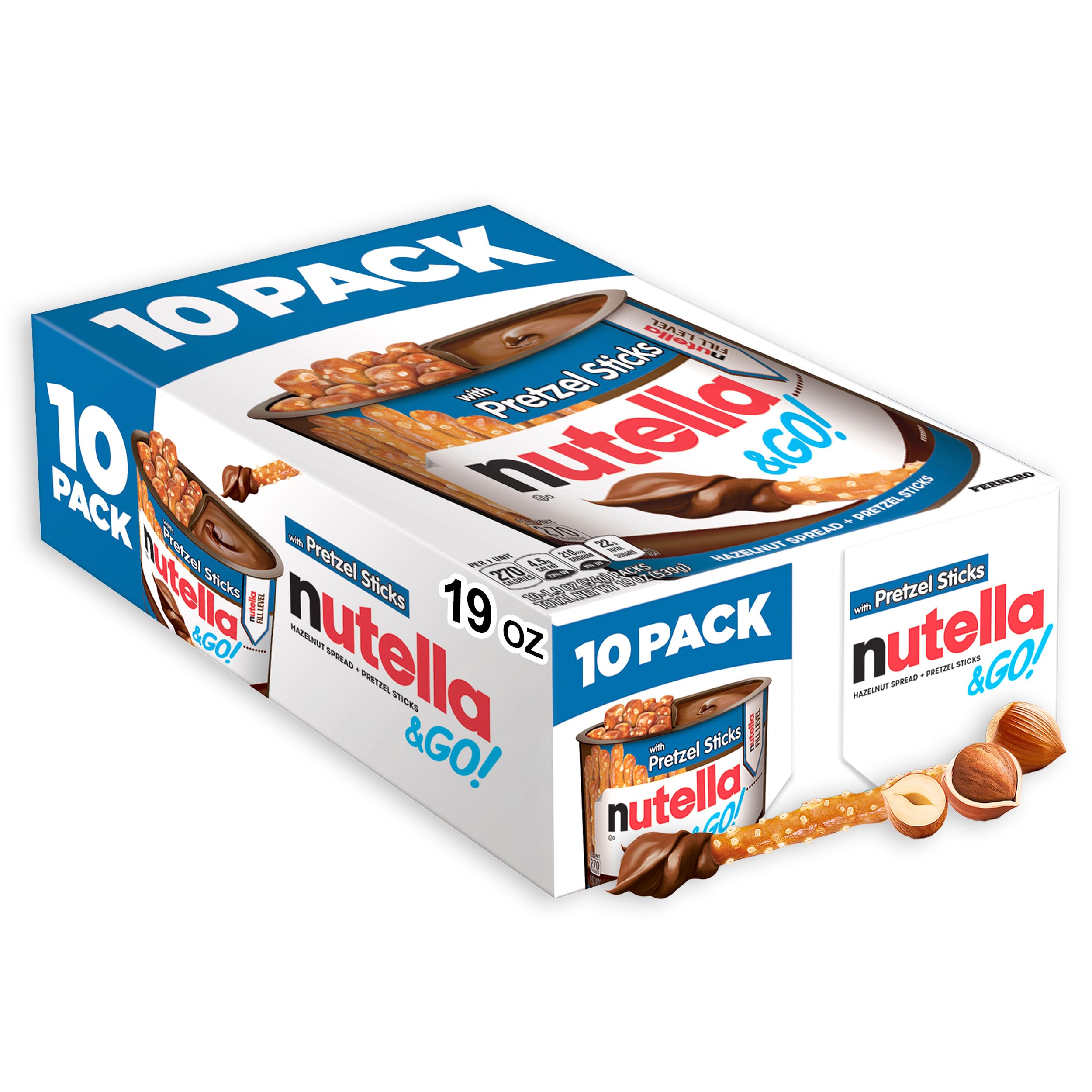 Nutella vaso frontal mostrando empaque práctico y porción lista para llevar